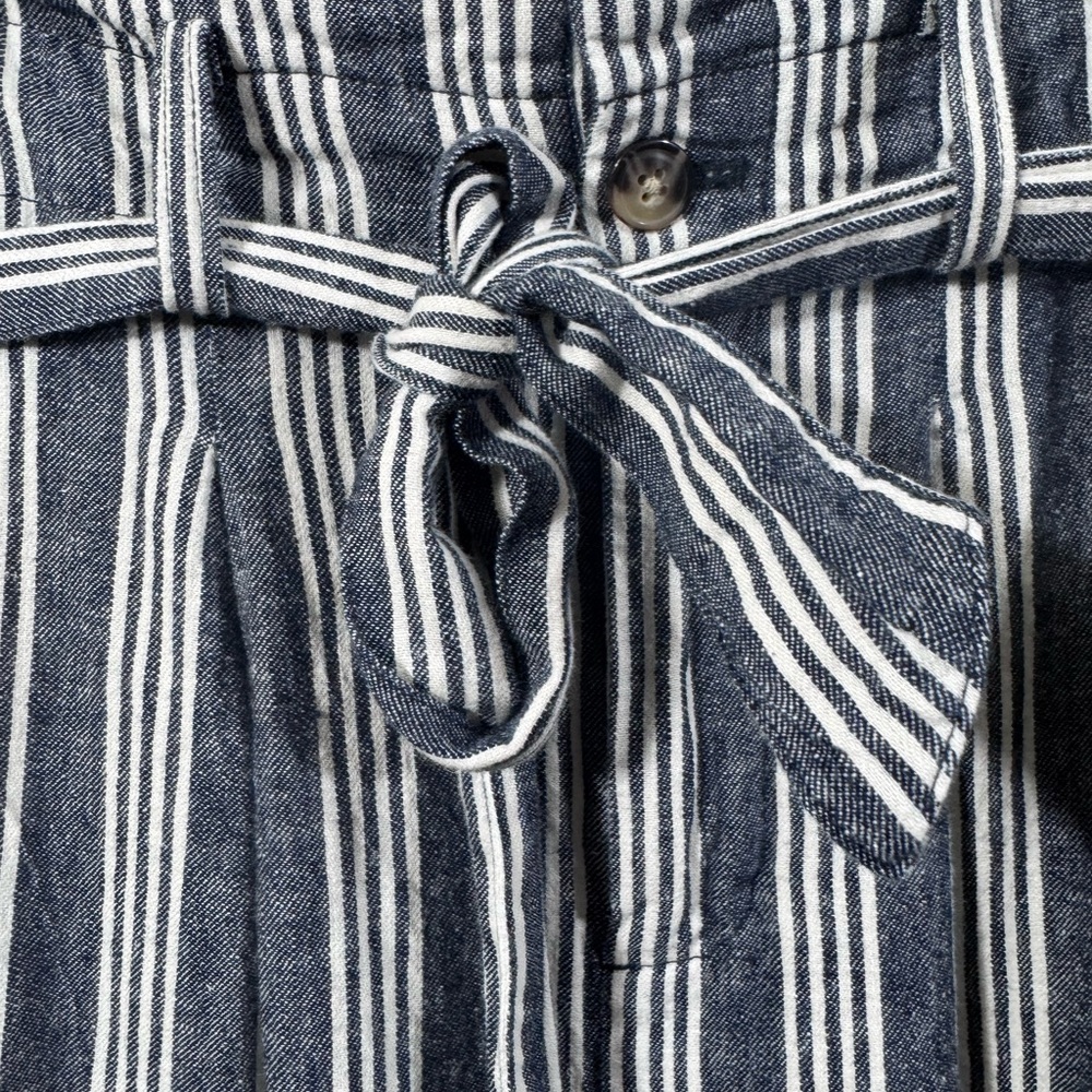 Madewell Paperbag Deep Indigo Striped Belted Linen Pants - Picture 7 of 8